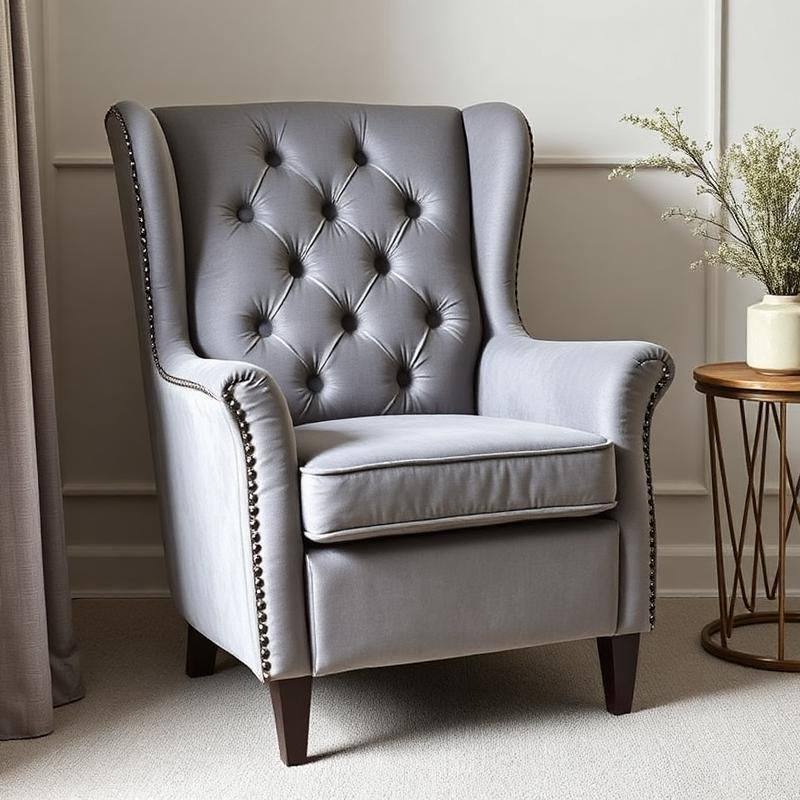 Klassieke Velours Wingback Fauteuil — Comfortabele Oorfauteuil voor de Slaapkamer