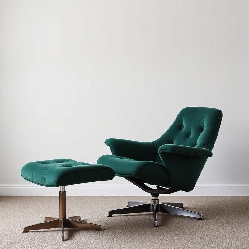 Draaibare Relaxstoel met Voetenbank — Ergonomische Loungestoel voor Ontspanning