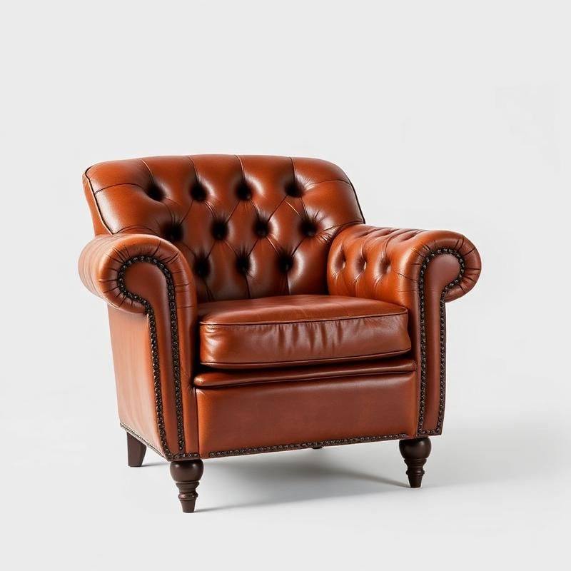 Cognac Leren Clubfauteuil — Tijdloze Loungestoel voor de Slaapkamer