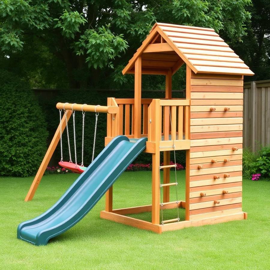 Speeltoren met Glijbaan, Klimwand en Zandbak – Complete Speelcombinatie voor Actieve Kinderen
