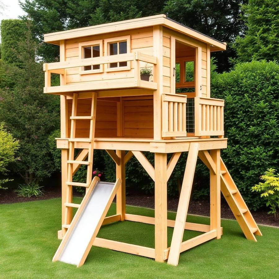 Compact Houten Speelhuisje voor Kleine Tuinen en Balkons