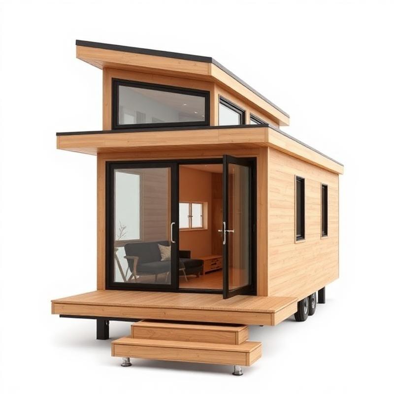 Moderne Prefab Tiny House met Groot Glasfront - Volledig Afgewerkte Modulaire Woning
