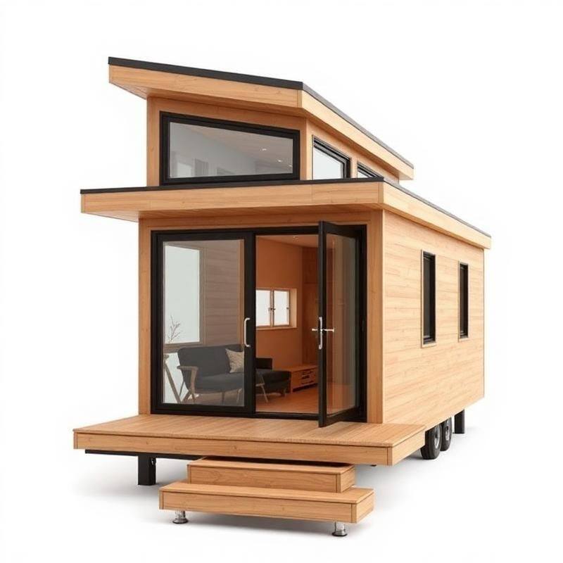 Moderne Prefab Tiny House met Groot Glasfront - Volledig Afgewerkte Modulaire Woning