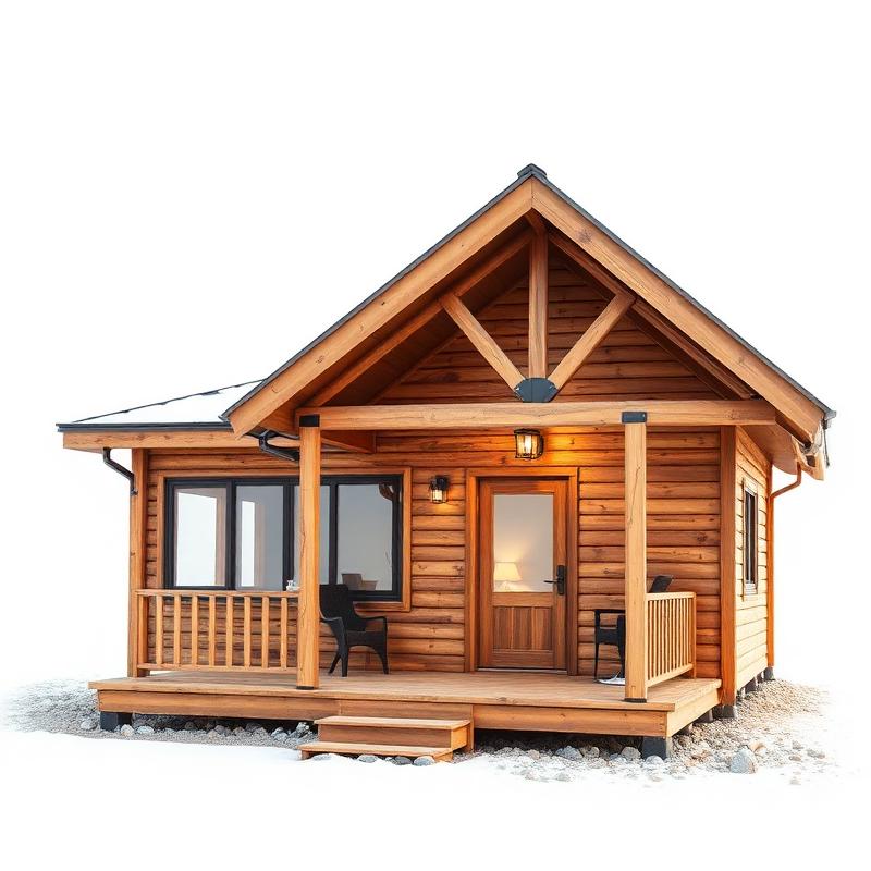 Houten Chalet Stijl Prefab Woning - Knus Tiny House met Zadeldak