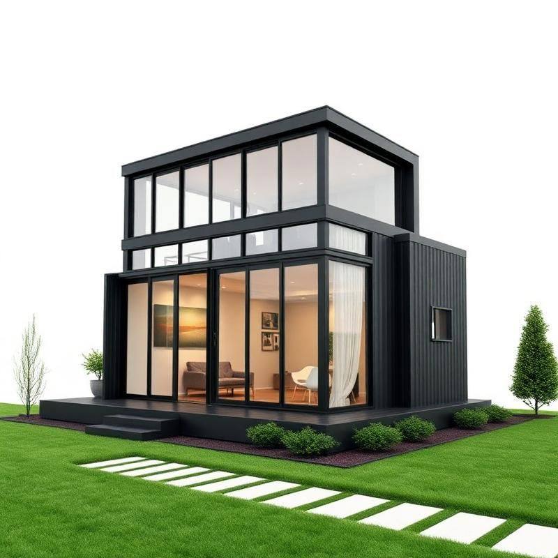 Container Woning Modulair - Modern Tiny House van Staal en Glas