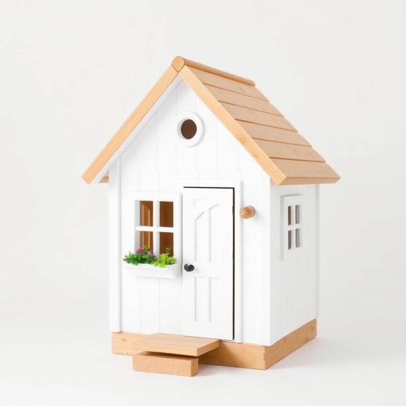 Scandinavische Tiny House - Wit met Hout en Puntdak