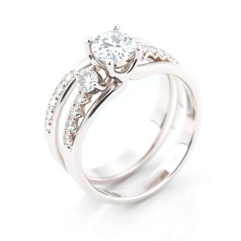 Witgouden Trouwring Set met Gebogen Design en Diamanten