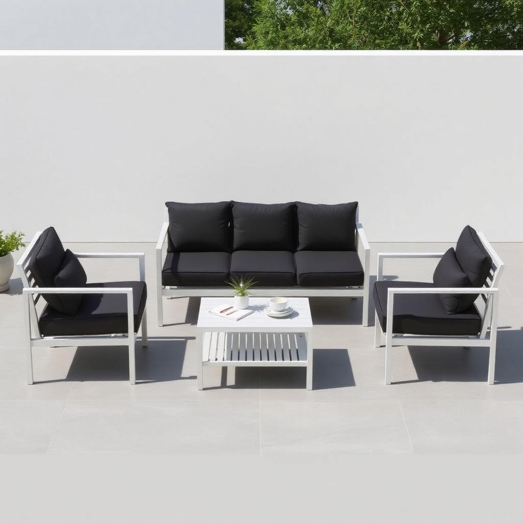 Compacte Balkon Loungeset — Ruimtebesparende Tuinbank Set voor Klein Terras