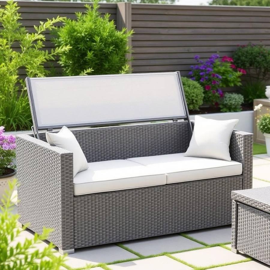 Betaalbare Tuinbank Set Complete Loungeset — Voordelige Set met Kussens en Tafel