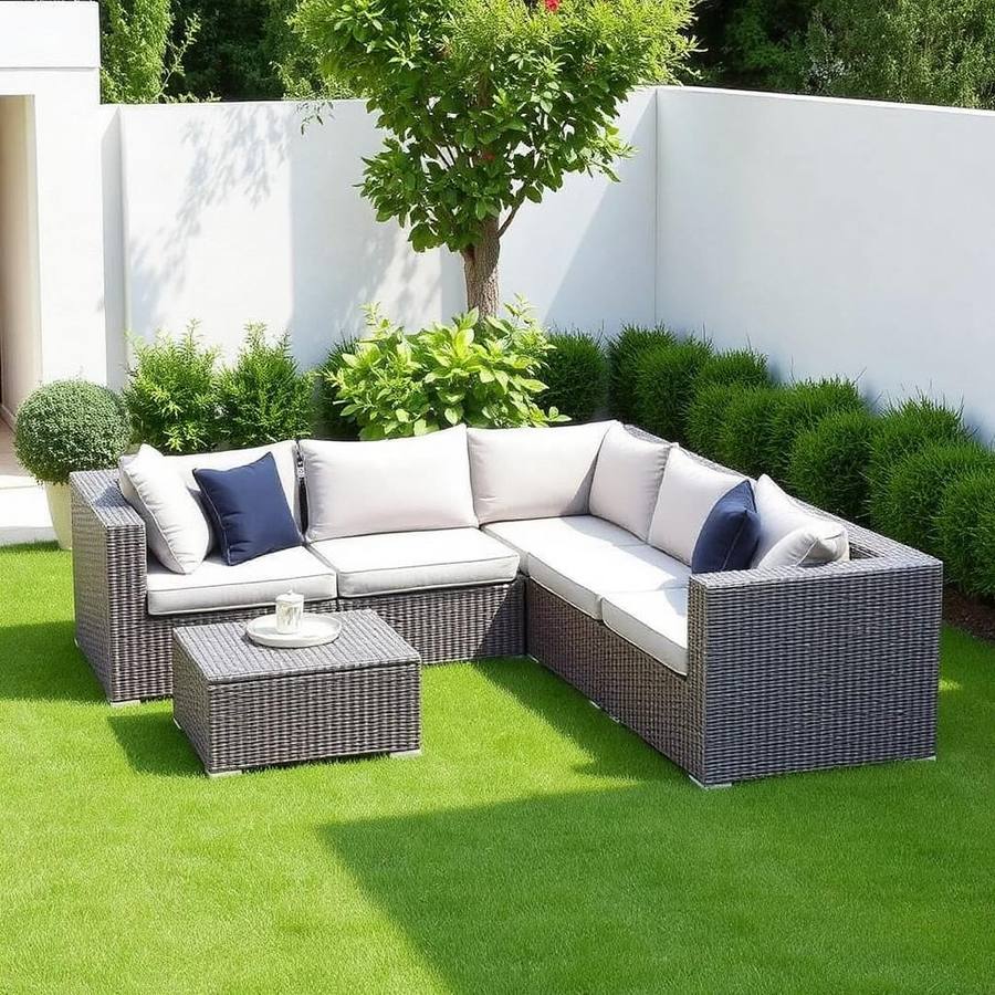 Rattan Loungeset met Hoekbank en Kussens – Complete Tuinset voor Ontspannen Zitten