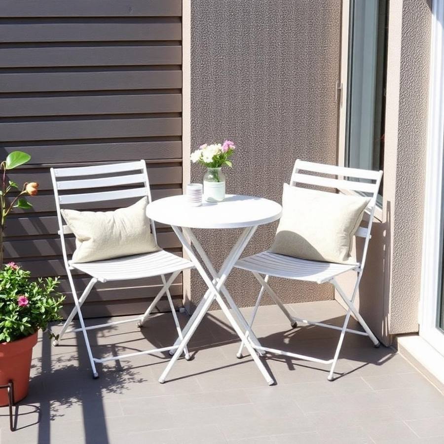 Compacte Balkonset met Twee Stoelen en Tafeltje – Ruimtebesparende Tuinset voor het Balkon