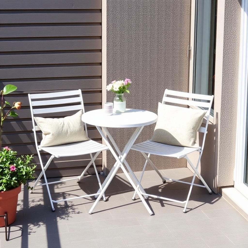 Compacte Balkonset met Twee Stoelen en Tafeltje – Ruimtebesparende Tuinset voor het Balkon