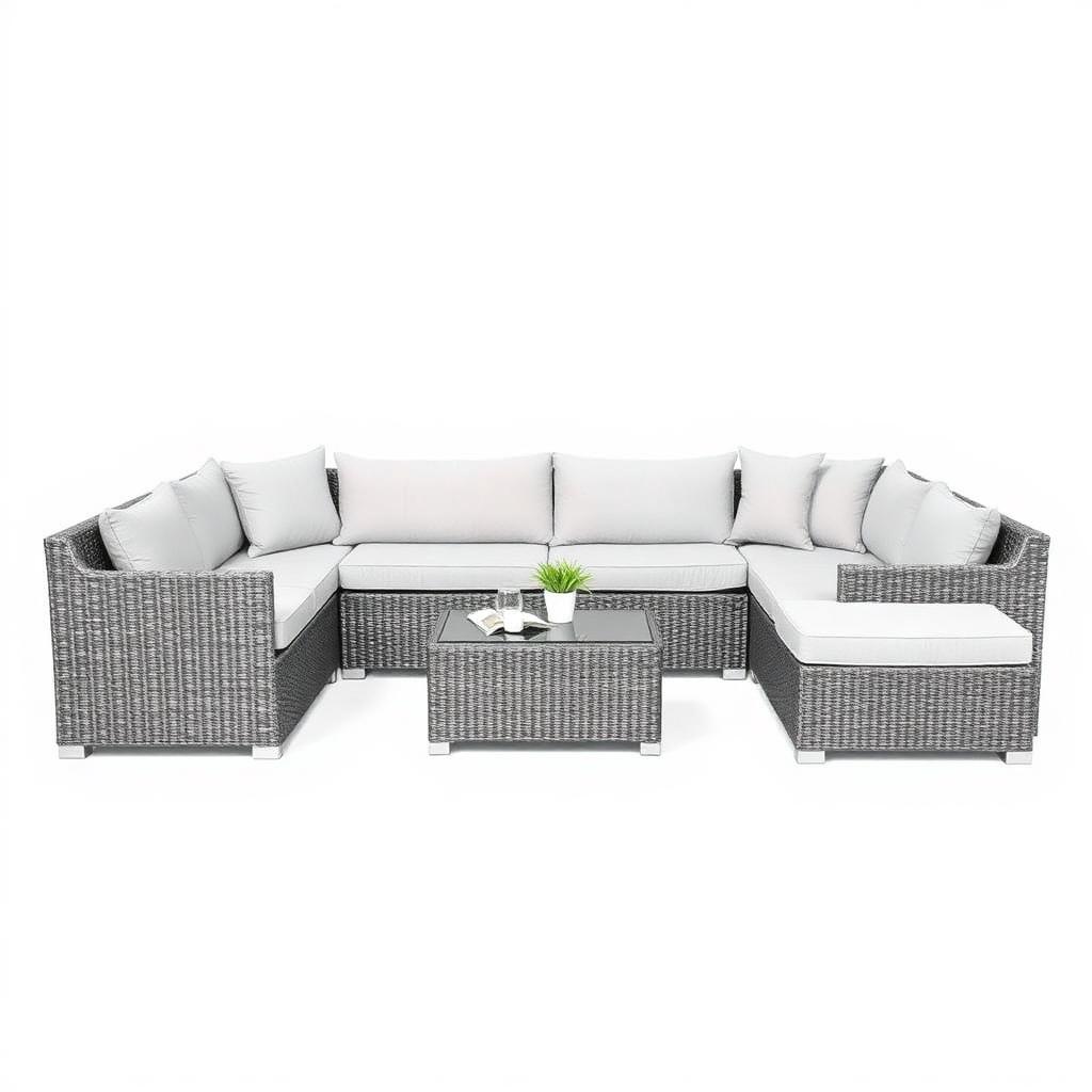 Modulaire Polyrattan Loungeset Grijs – Flexibel te Schikken Tuinset met Kussens