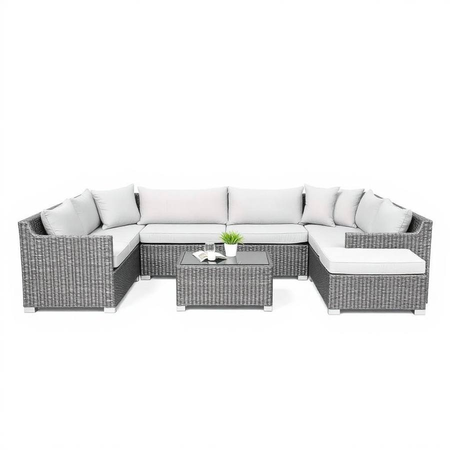 Modulaire Polyrattan Loungeset Grijs – Flexibel te Schikken Tuinset met Kussens