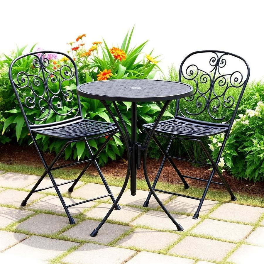 Inklapbare Bistroset met Twee Stoelen en Rond Tafeltje – Klassieke Tuinset voor Hoekjes