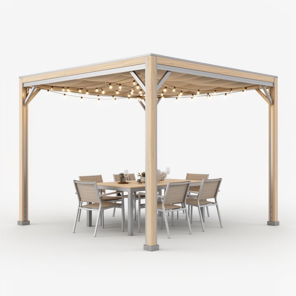 Moderne Pergola Tuinpaviljoen met Uittrekbaar Zonnedak – Flexibele Tuinoverkapping
