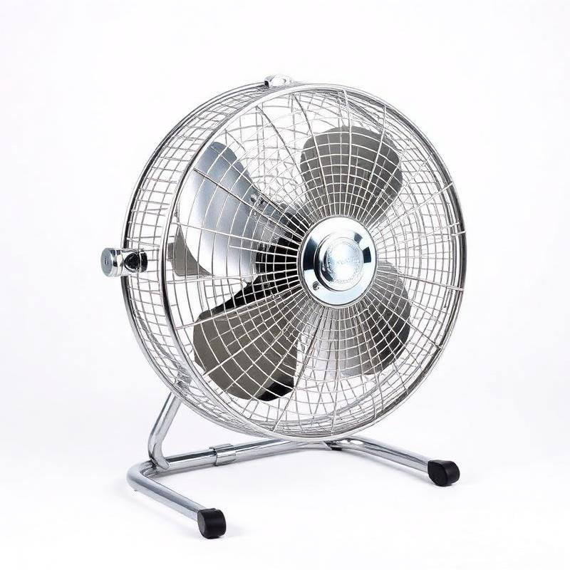 Retro Metalen Vloerventilator — Krachtige Industriële Ventilator in Chroom