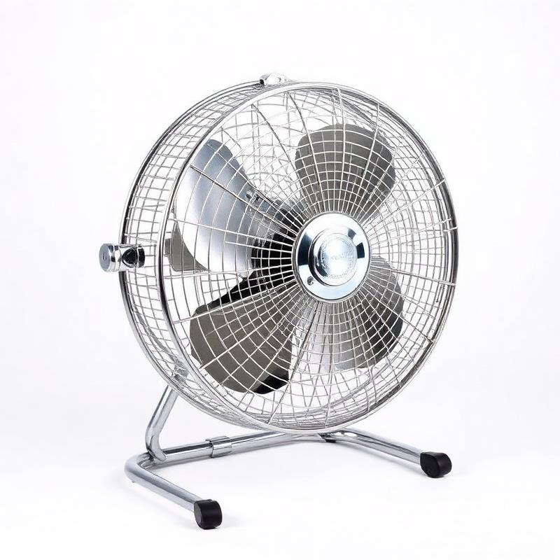 Retro Metalen Vloerventilator — Krachtige Industriële Ventilator in Chroom