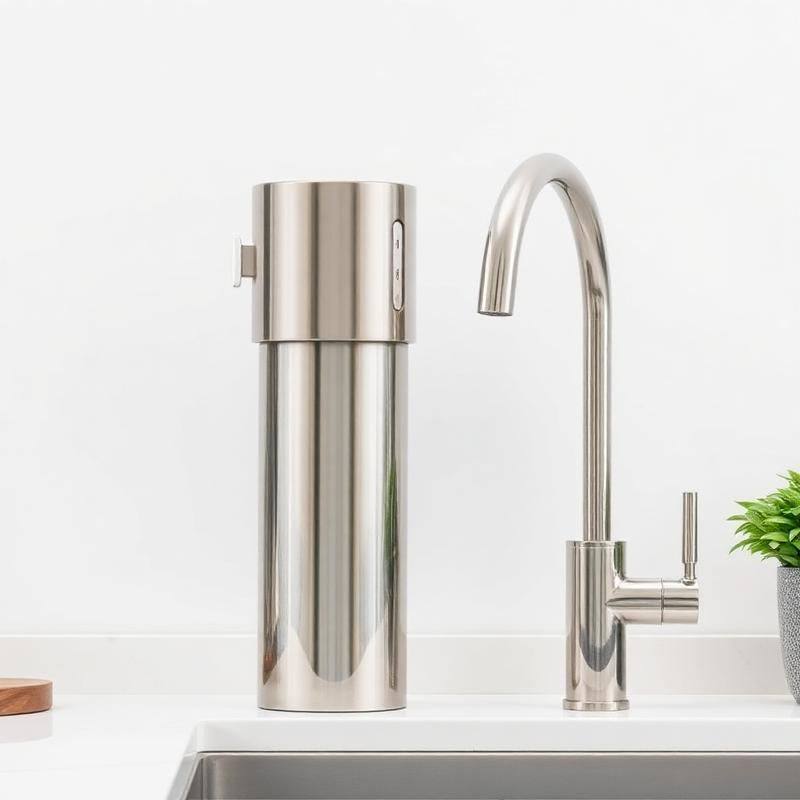 Compacte RVS Countertop Waterfilter met Eigen Kraan - Slank Keukenfiltersysteem
